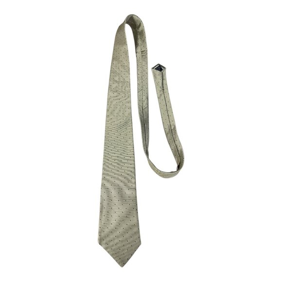 Barneys New York Men’s Silk Tie – Beige with Blue Dots – Made in USA – Macclesfi - Picture 1 of 5